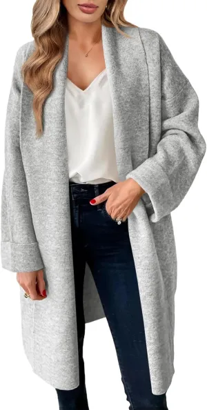 Saodimallsu Womens Long Cardigan Sweaters Chunky Open Front Oversized Slouchy Knit Fall Trendy Coatigan Jackets