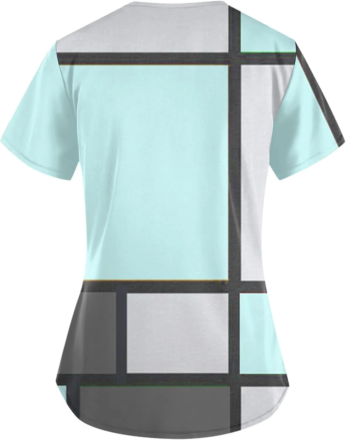 Scrubs for Women Short Sleeve Printing Scrubs Tops V Neck Working T-Shirts Soft Stretch Blouses with Pockets