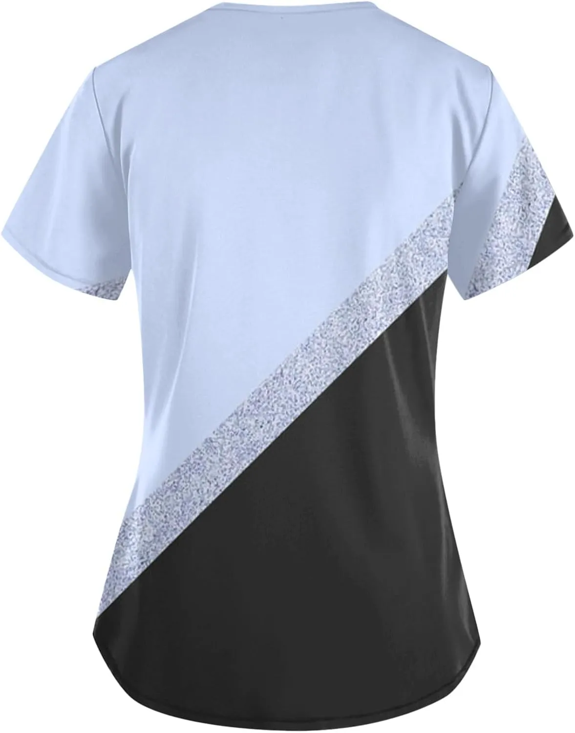 Scrubs for Women Short Sleeve Printing Scrubs Tops V Neck Working T-Shirts Soft Stretch Blouses with Pockets