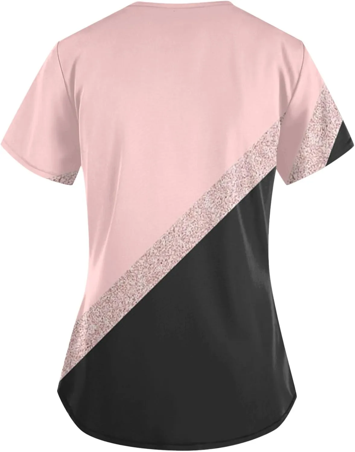 Scrubs for Women Short Sleeve Printing Scrubs Tops V Neck Working T-Shirts Soft Stretch Blouses with Pockets