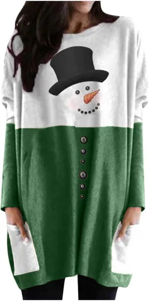 SHAOBGE Christmas Shirt for Women Ladies Sweatshirt Cardigan Blue Pullover Sweater Women Womens Outfits Fall 2023