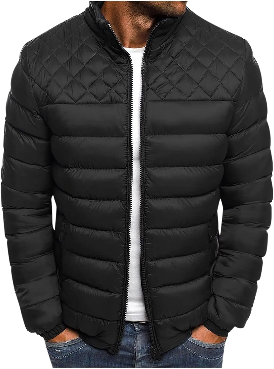 SHOPESSA Mens Lightweight Puffer Jackets Warm Packable Down Jacket Mens Winter Clothes Fashion 2023 Cold Weather Outfits