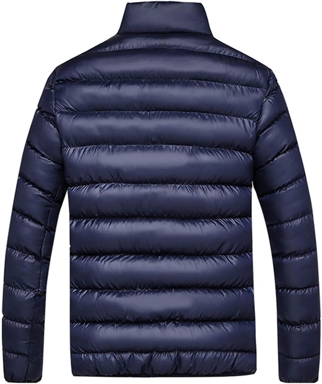 SHOPESSA Men's Winter Coat Casual Mock Neck Zip Up Down Jacket Padded Bomber Jacket Men Relaxed Fit Diamond Quilted Jackets