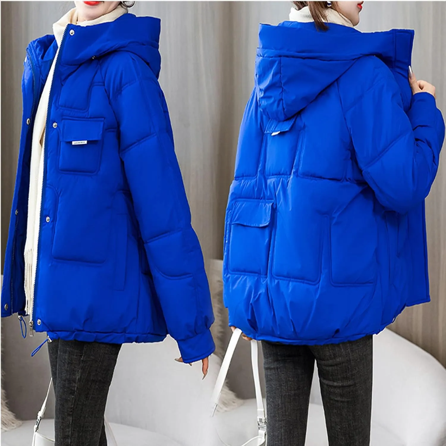 SHOPESSA Womens Down Jacket with Hood Puffer Bomber Coat Women Warm Winter Coats for Women Cold Weather Warm Clothes