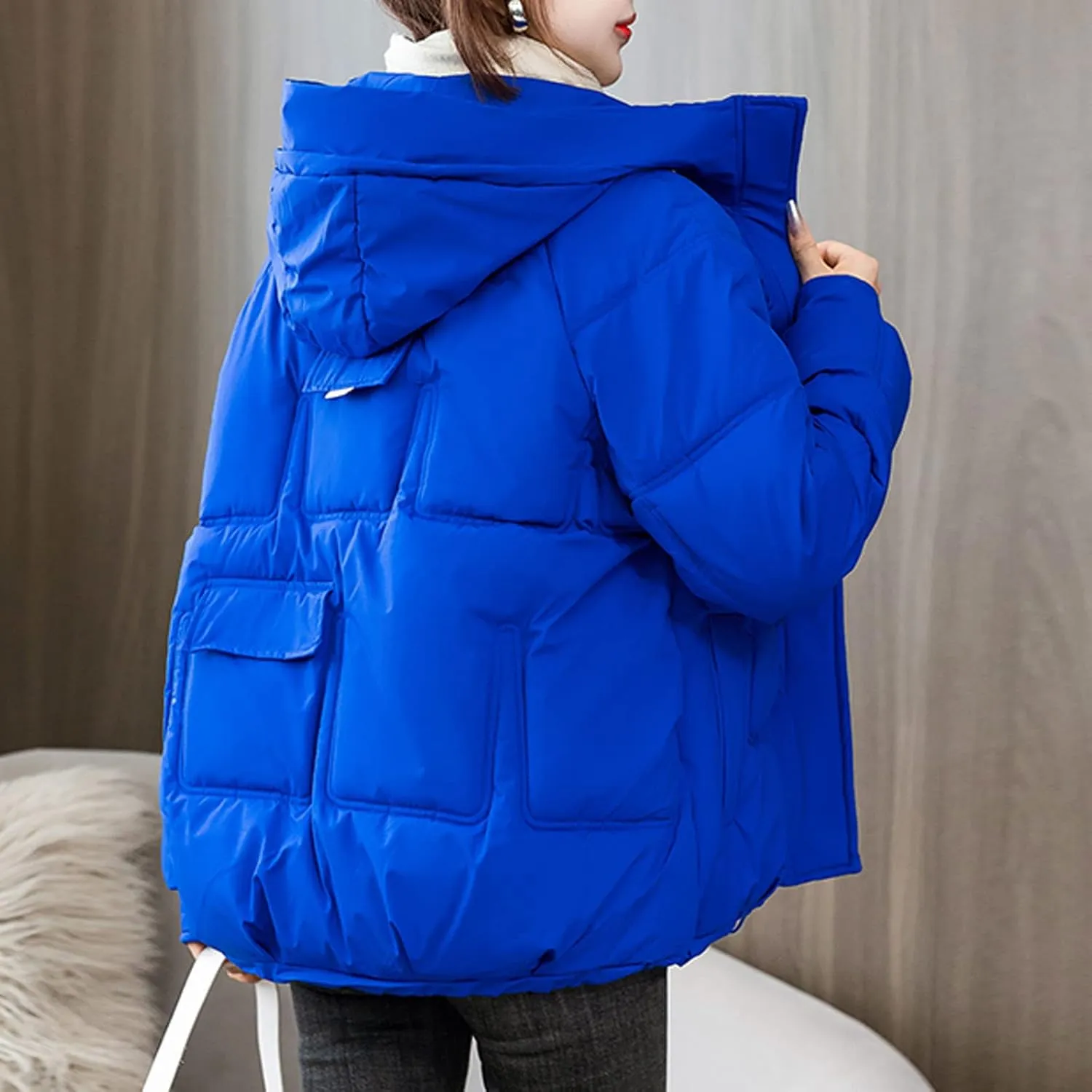 SHOPESSA Womens Down Jacket with Hood Puffer Bomber Coat Women Warm Winter Coats for Women Cold Weather Warm Clothes