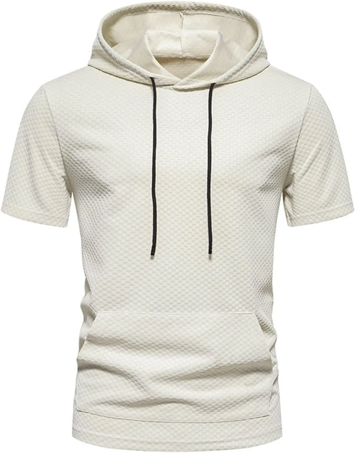 Short Sleeve Hoodies for Men Muscle V Neck Waffle Shirts Slim Fit Golf Shirts Retro Tops with Pocket Soft Casual Tees