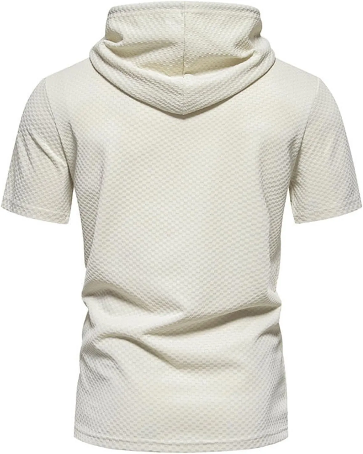 Short Sleeve Hoodies for Men Muscle V Neck Waffle Shirts Slim Fit Golf Shirts Retro Tops with Pocket Soft Casual Tees