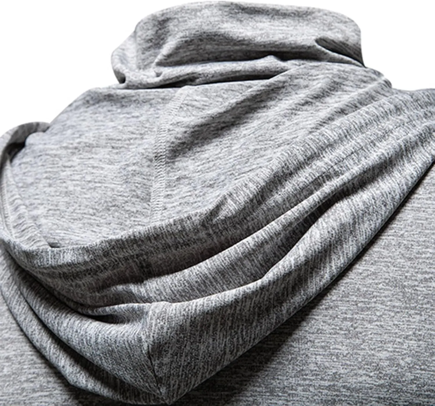 Short Sleeve Hoodies for Men Shirts with Face_mask Turtleneck Muscle Tshirt Fitness Casual Lightweight Slim Fit Tops