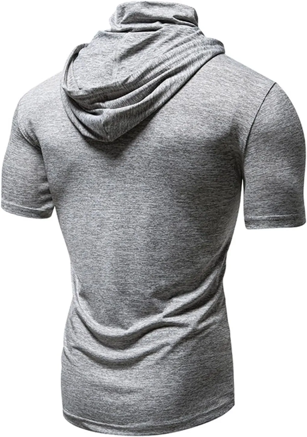 Short Sleeve Hoodies for Men Shirts with Face_mask Turtleneck Muscle Tshirt Fitness Casual Lightweight Slim Fit Tops