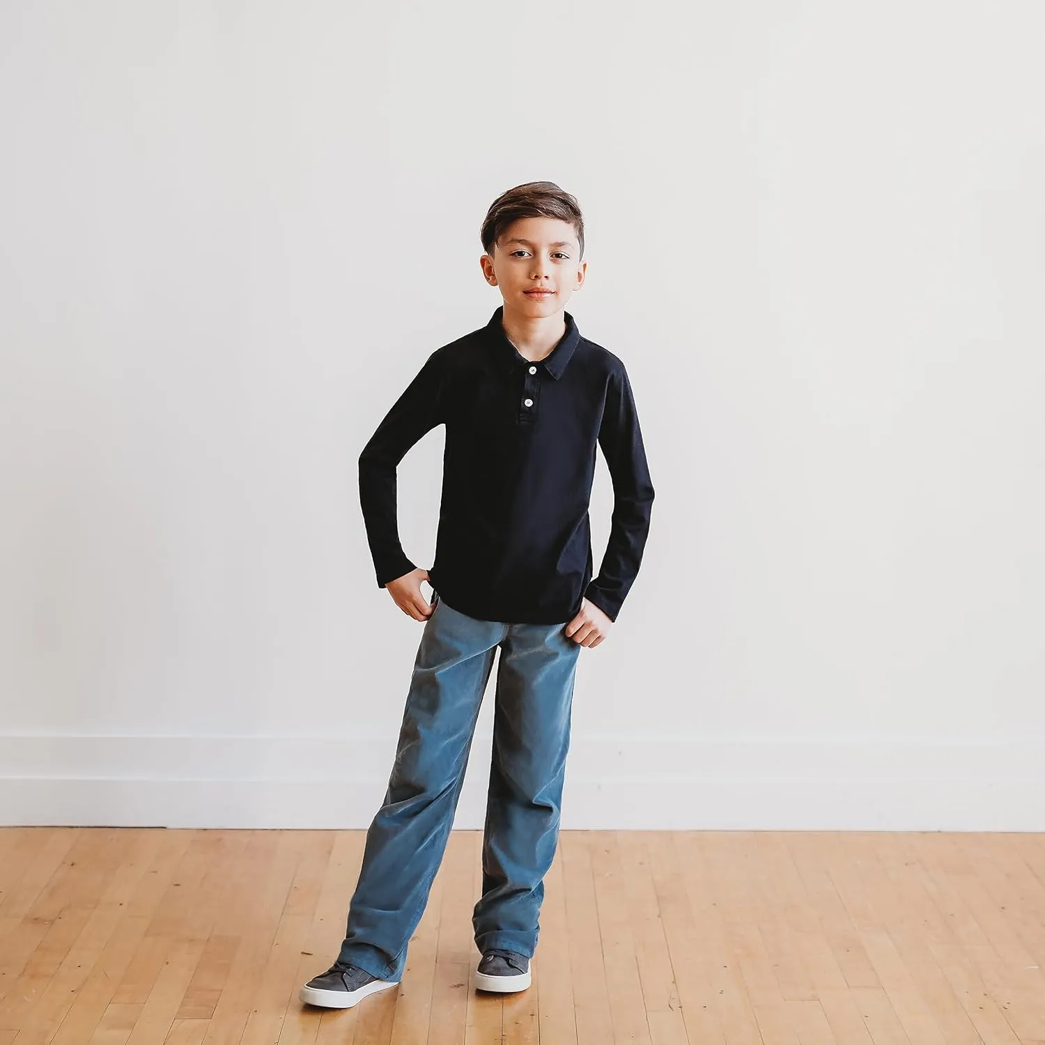 Soft Stretch Cord Pants With Knee Articulation Contrast Stitch