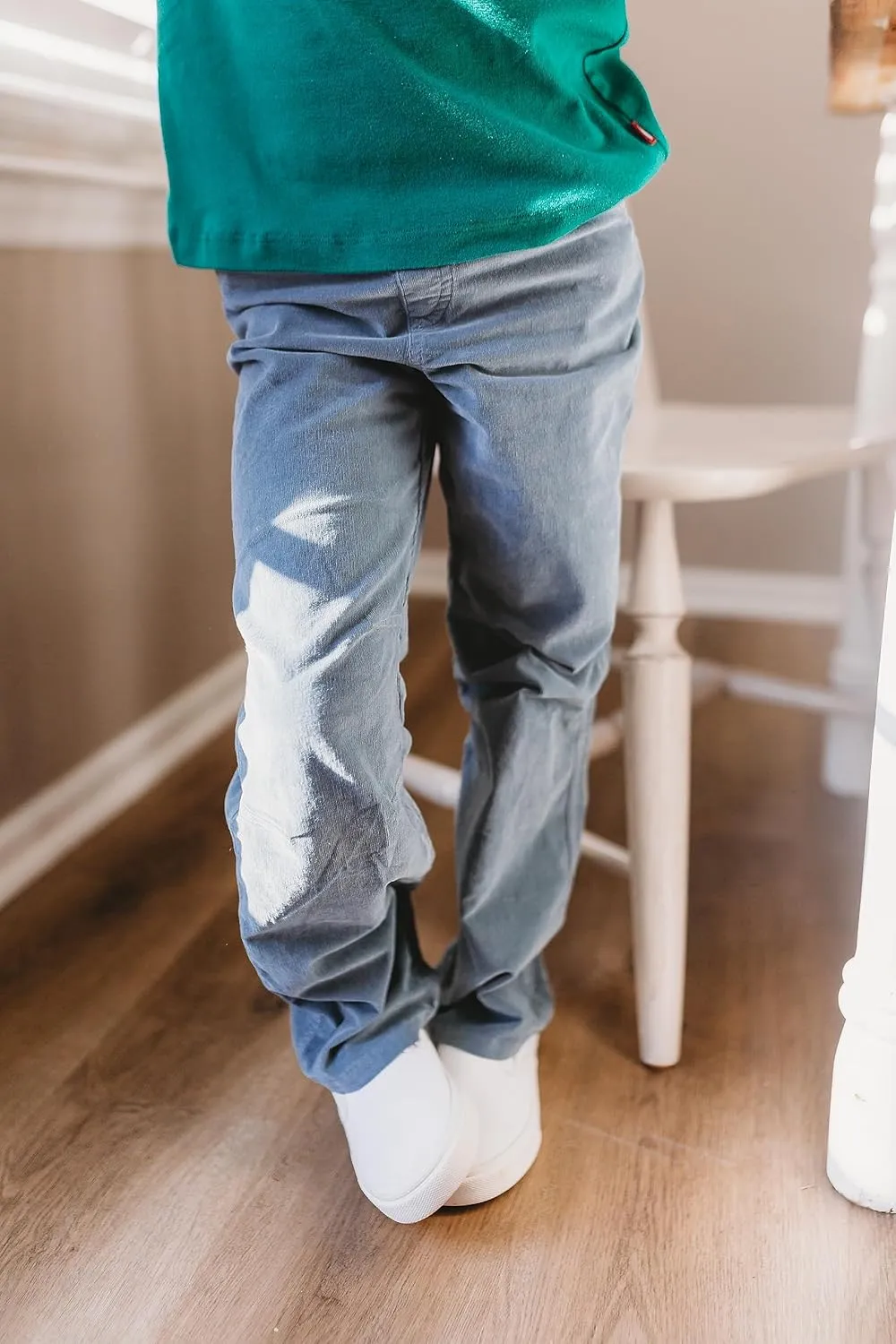 Soft Stretch Cord Pants With Knee Articulation Contrast Stitch