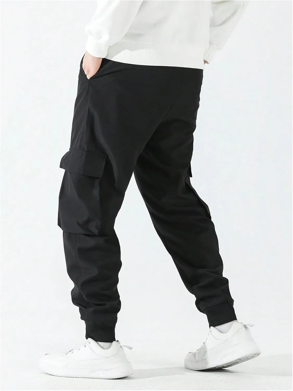 SOLY HUX Men's Sweatpants Drawstring Waist Printed Cargo Pants Street Outdoor Joggers with Pockets
