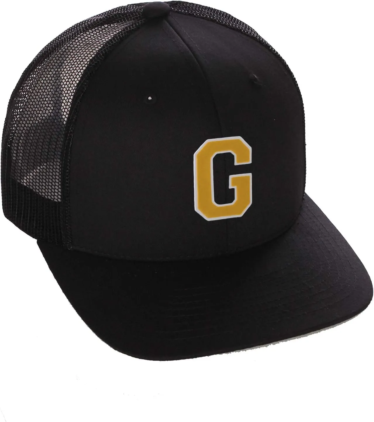 Structured Trucker Mesh Hat Custom Colors Letter G Initial Baseball Mid Profile