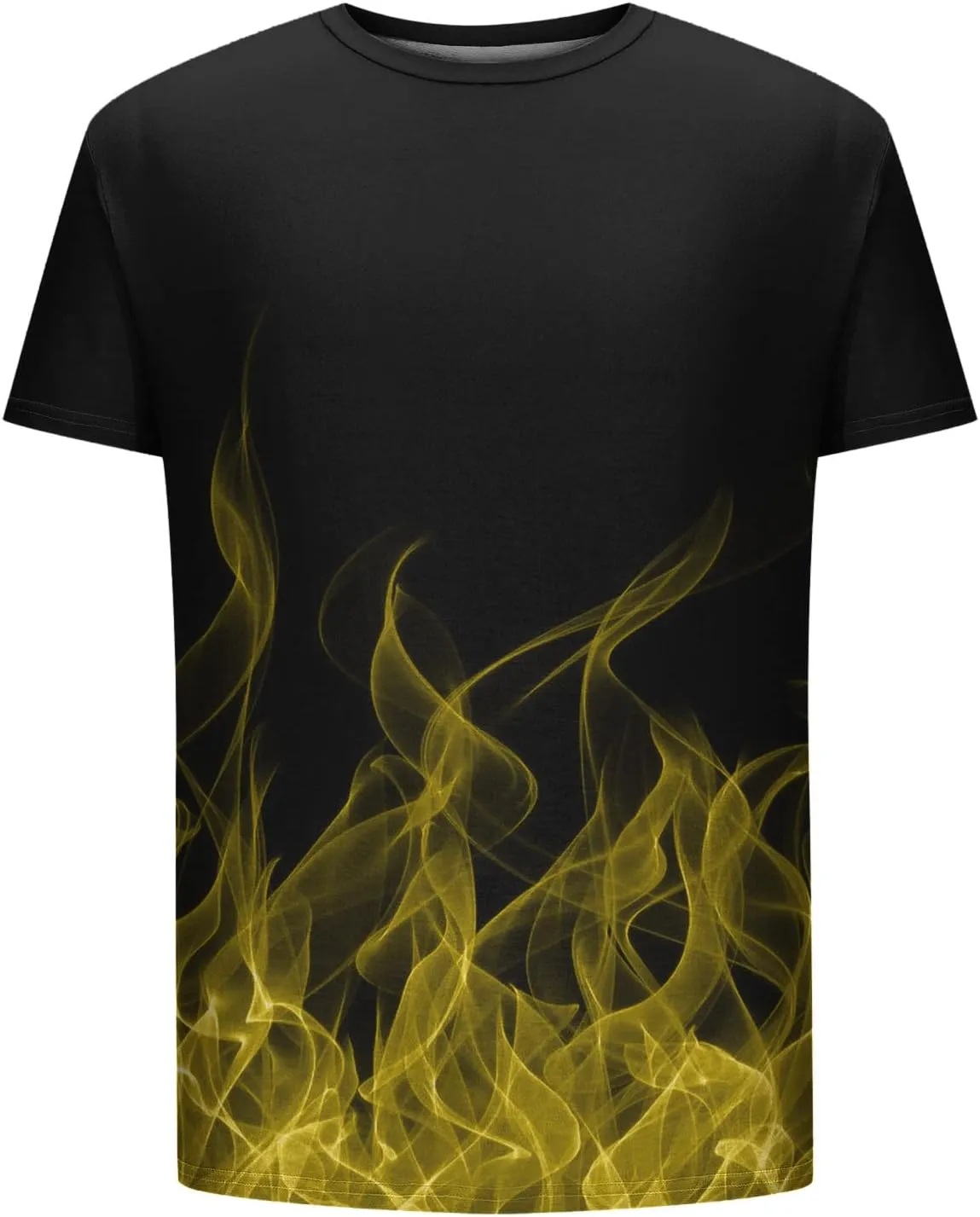 Summer Graphic Shirt for Men Fashion Classic 3D Flame Print Short Sleeve Crewneck Tops Loose Fit Outdoor Pullover Tee