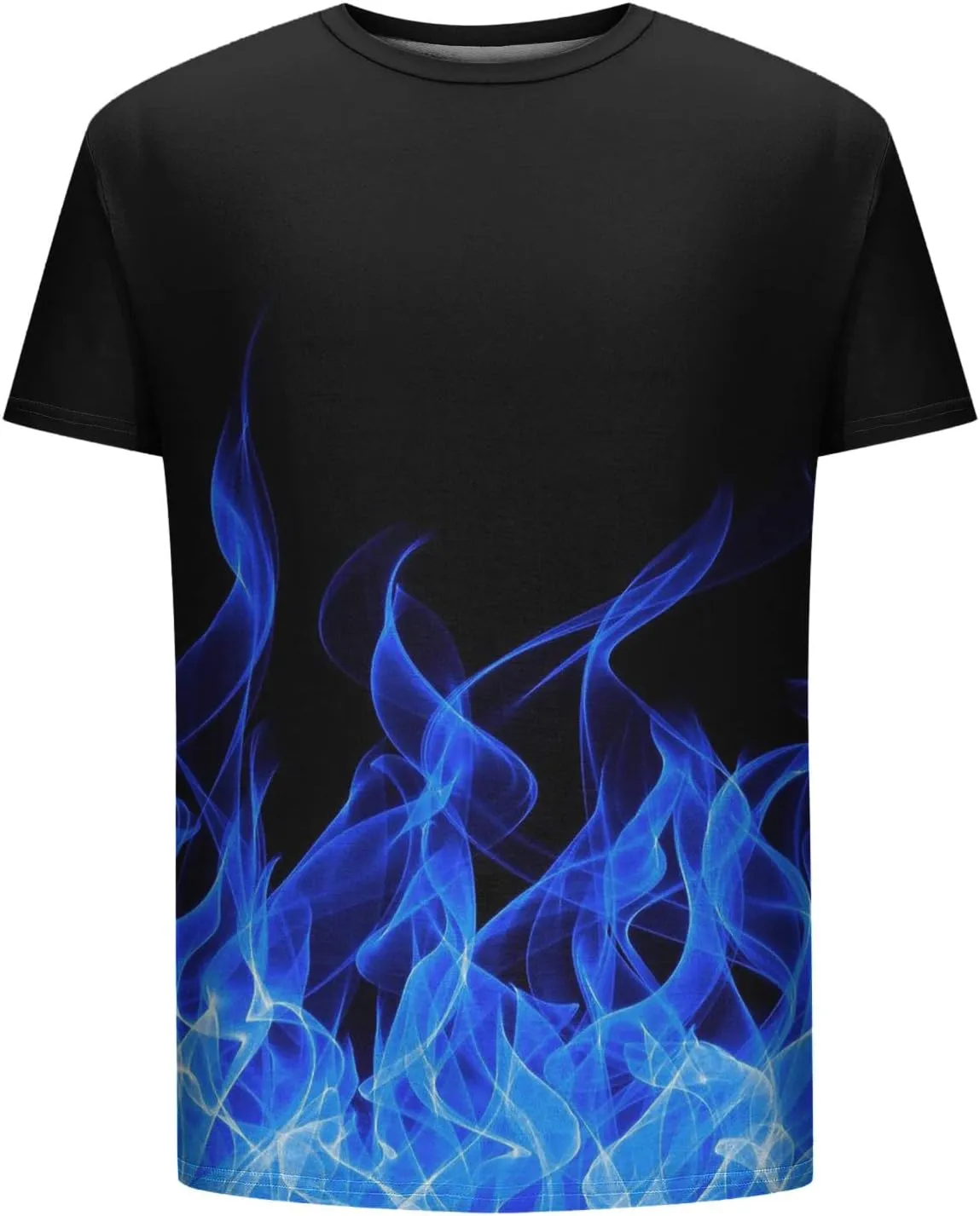Summer Graphic Shirt for Men Fashion Classic 3D Flame Print Short Sleeve Crewneck Tops Loose Fit Outdoor Pullover Tee