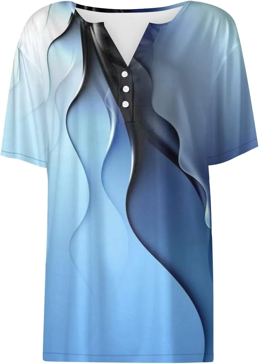 Summer Tops for Women 2025 Casual Short Sleeve V Neck Shirt Trendy Business Dressy Tunic Tops