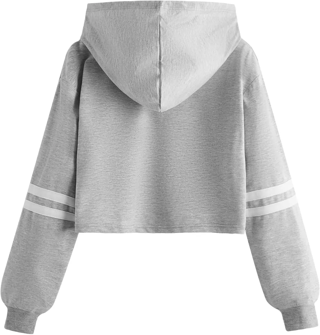 SweatyRocks Women's Letter Print Color Block Long Sleeve Crop Top Hoodies Pullover Sweatshirt
