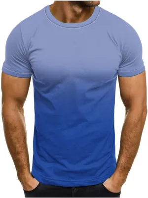 T-Shirt for Men - Men’s Gradient Short Sleeve T Shirts Summer Casual Street Fashion Tees Slim Fit Crewneck Tops