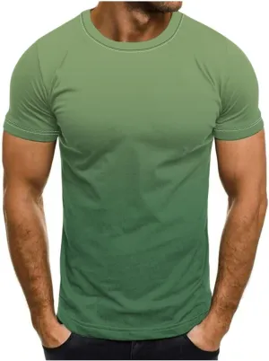 T-Shirt for Men - Men’s Gradient Short Sleeve T Shirts Summer Casual Street Fashion Tees Slim Fit Crewneck Tops