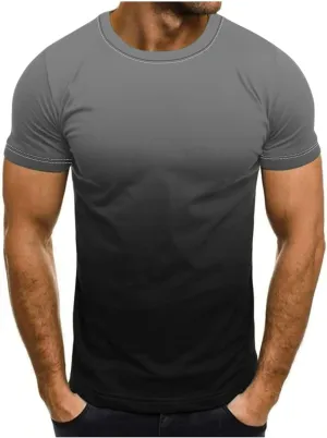 T-Shirt for Men - Men’s Gradient Short Sleeve T Shirts Summer Casual Street Fashion Tees Slim Fit Crewneck Tops