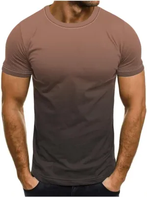 T-Shirt for Men - Men’s Gradient Short Sleeve T Shirts Summer Casual Street Fashion Tees Slim Fit Crewneck Tops
