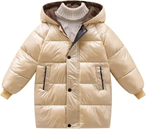 ToddlBy Kids Toddler Girl Boy Hooded Puffer Down Jacket Windproof Winter Coat Light Warm Jacket (Yellow, 7-8 Years) k135