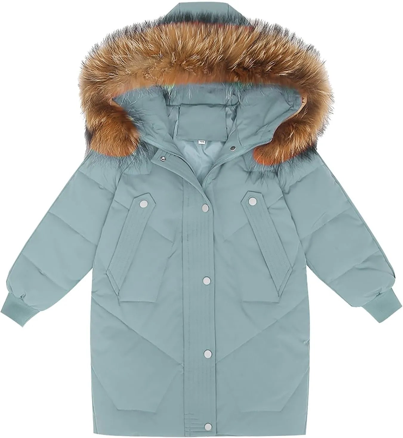 ToddlBy Kids Winter Coat Boys Girls Thick Warm Down Puffer Jacket with Furry Hood Parka Thermal (Green, 9-10 Years) k179