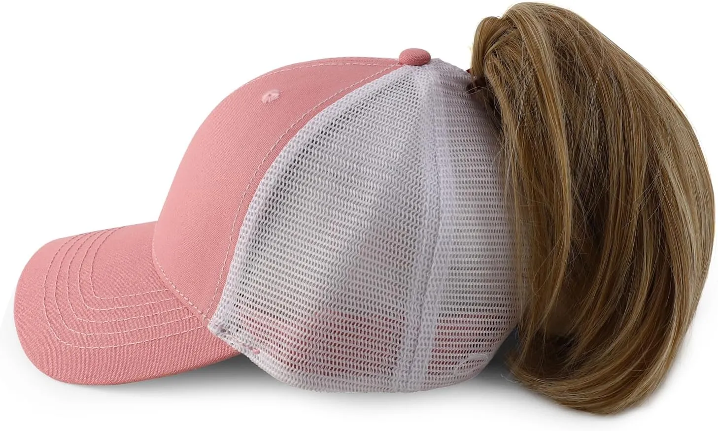 Trendy Apparel Shop Women's Structured 6 Panel Mesh Back Ponytail Baseball Cap