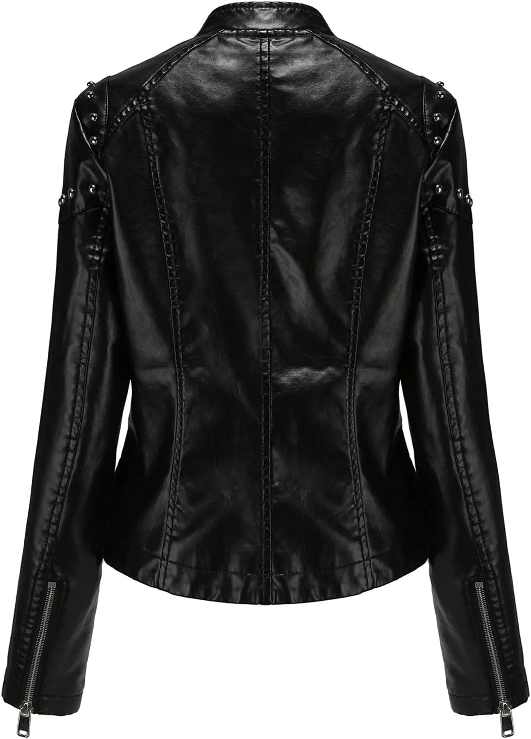 tuduoms Fashion Leather Jacket Women Faux Plus Size Motorcycle Coat Short Lightweight Vegan Pleather Biker Jacket Outwear
