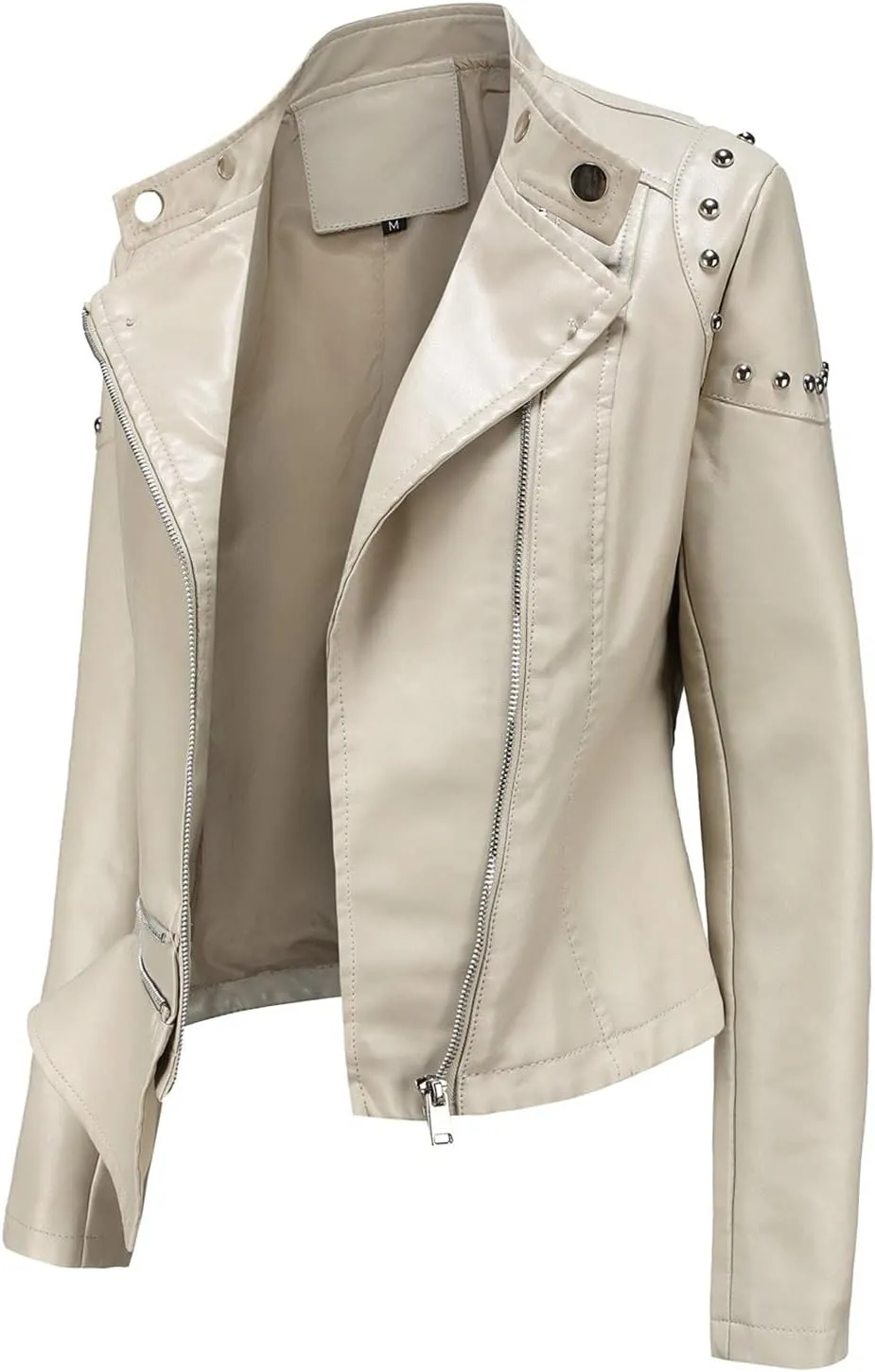 tuduoms Fashion Leather Jacket Women Faux Plus Size Motorcycle Coat Short Lightweight Vegan Pleather Biker Jacket Outwear