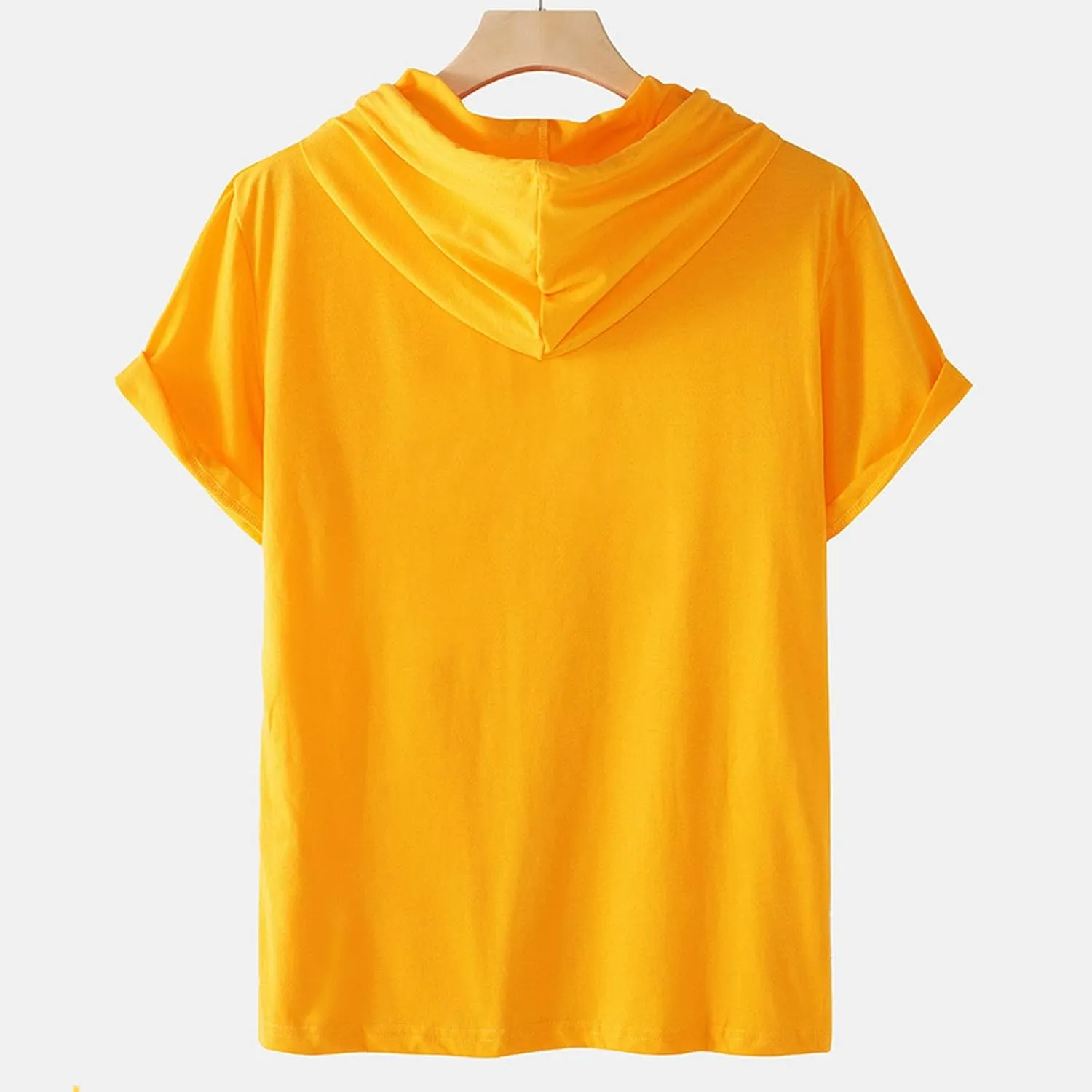 Uillui Mens Short Sleeve Hoodie Casual Cotton Hooded T-Shirts Lightweight Loose Fit Workout Sweatshirt Athletic Hoodies S-5X
