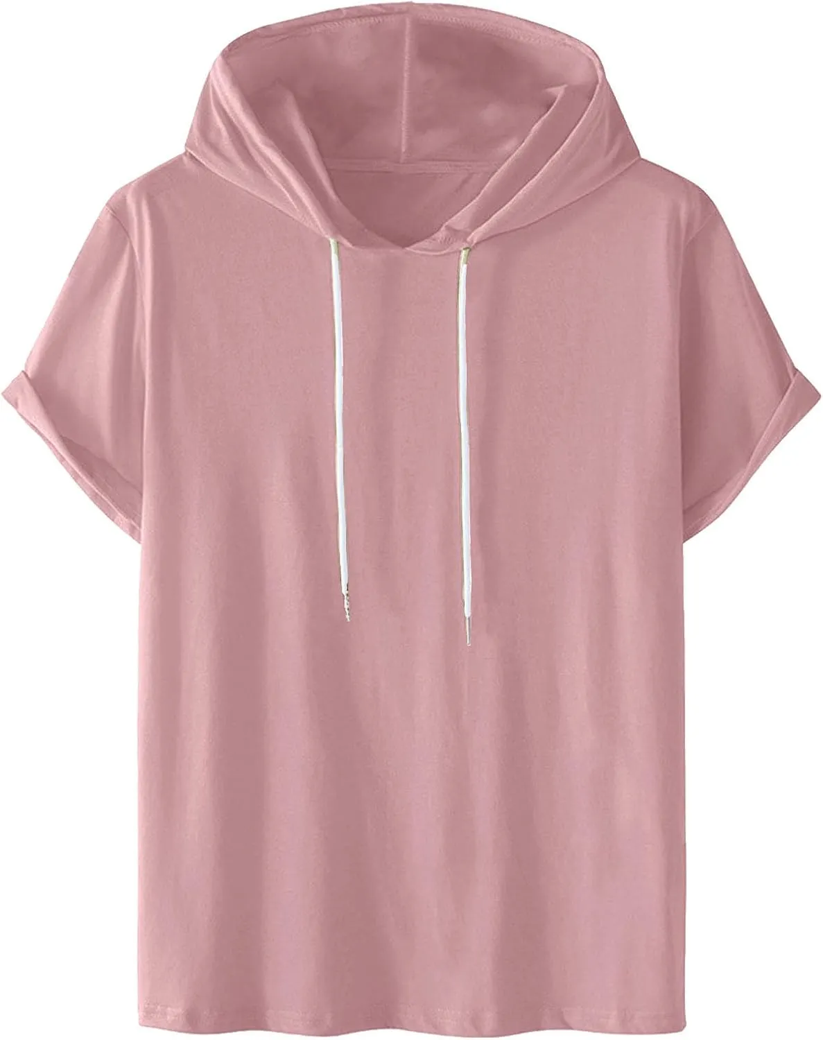 Uillui Mens Short Sleeve Hoodie Casual Cotton Hooded T-Shirts Lightweight Loose Fit Workout Sweatshirt Athletic Hoodies S-5X