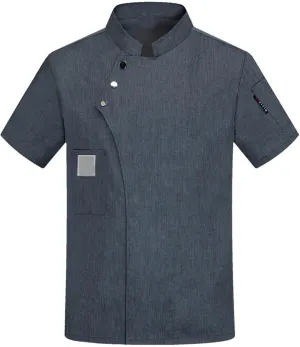 Unisex Chef Coat Comfortable Breathable Short Sleeve Chef Jacket Restaurant Hotel Uniform