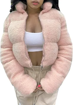 Winter Coat For Women Fashion Zip Up Puffer Jacket Oversized Long Sleeve Packable Down Parka Jackets With Pocket