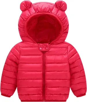 Winter Down Coats for Kids Baby Boys Girls Light Puffer Padded Jacket Toddler Bear Hoods Infant Outerwear