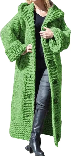 Women Knit Casual Coat Sweater Long Sleeve Solid Button Plus Size Long Cardigan Lightweight Soft Paded Winter Coats