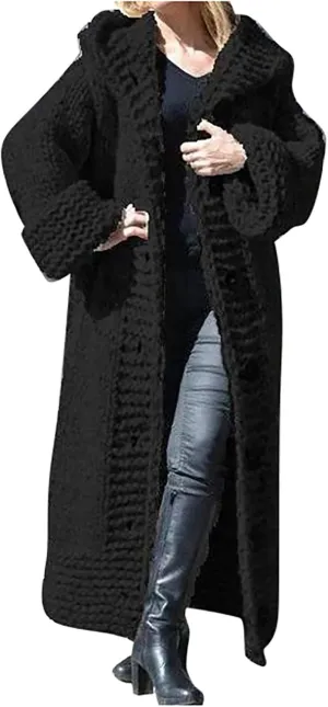 Women Knit Casual Coat Sweater Long Sleeve Solid Button Plus Size Long Cardigan Lightweight Soft Paded Winter Coats