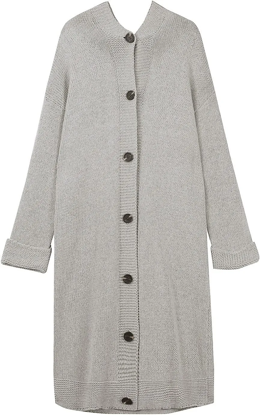 Women Knit Casual Coat Sweater Long Sleeve Solid Button Plus Size Long Cardigan Lightweight Soft Paded Winter Coats