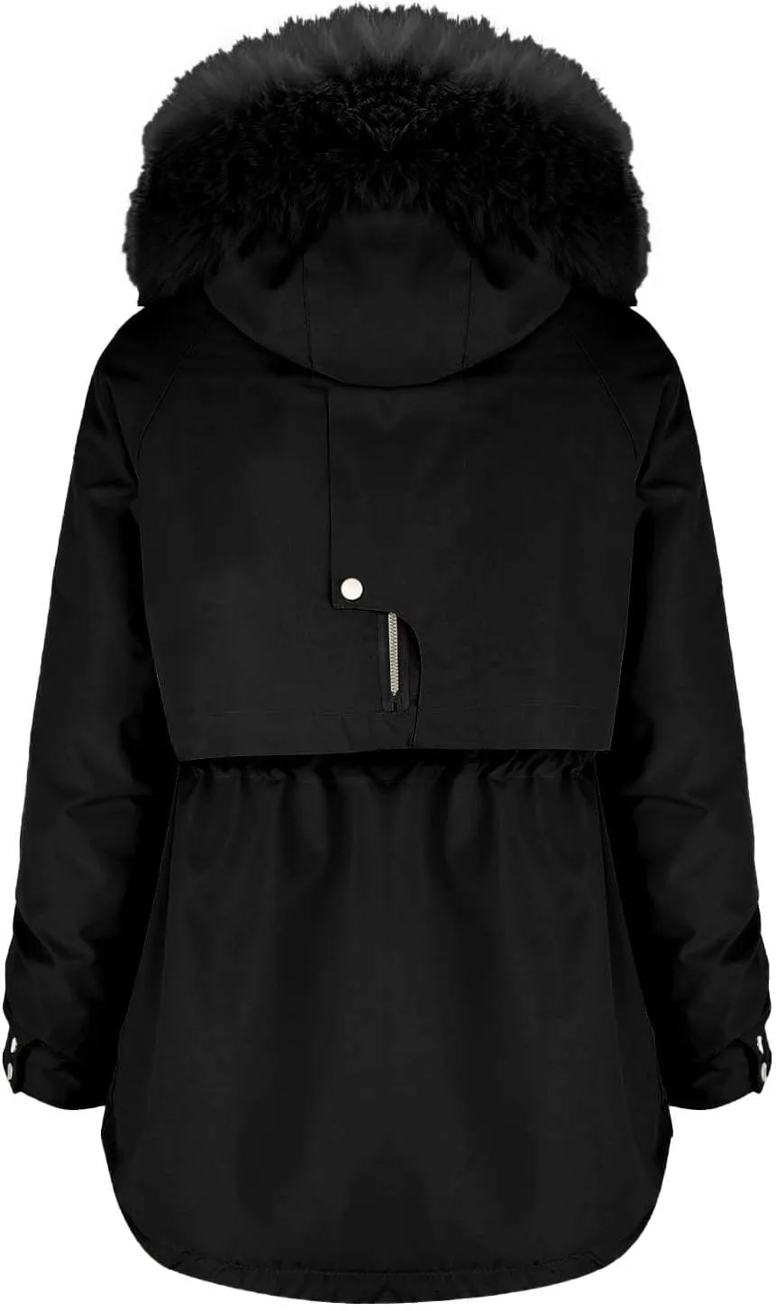 Women Winter Parka Coat Faux Fur Mid Long Down Coat Thicken Fleece Lined Jacket Regular Street Windproof Warm Outwear