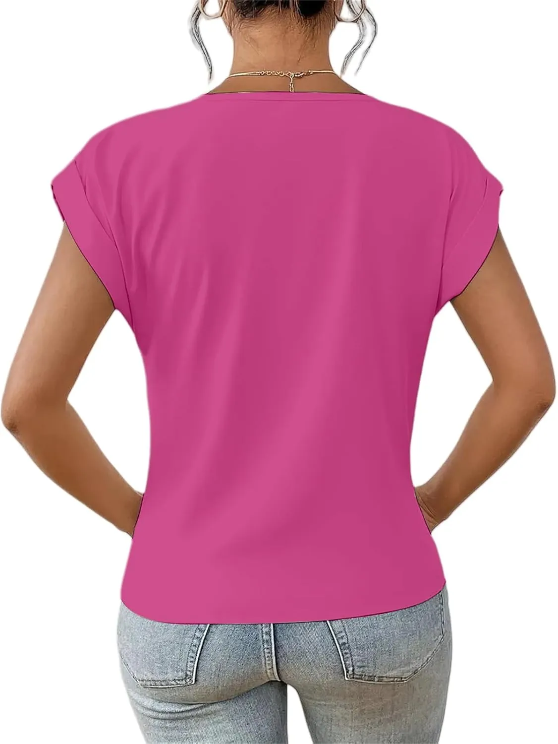 Womens 2025 Summer Tops V Neck Casual Twist Front Blouses Short Sleeve Tshirts Loose Fit Tunic Tops Basic Tee Shirts