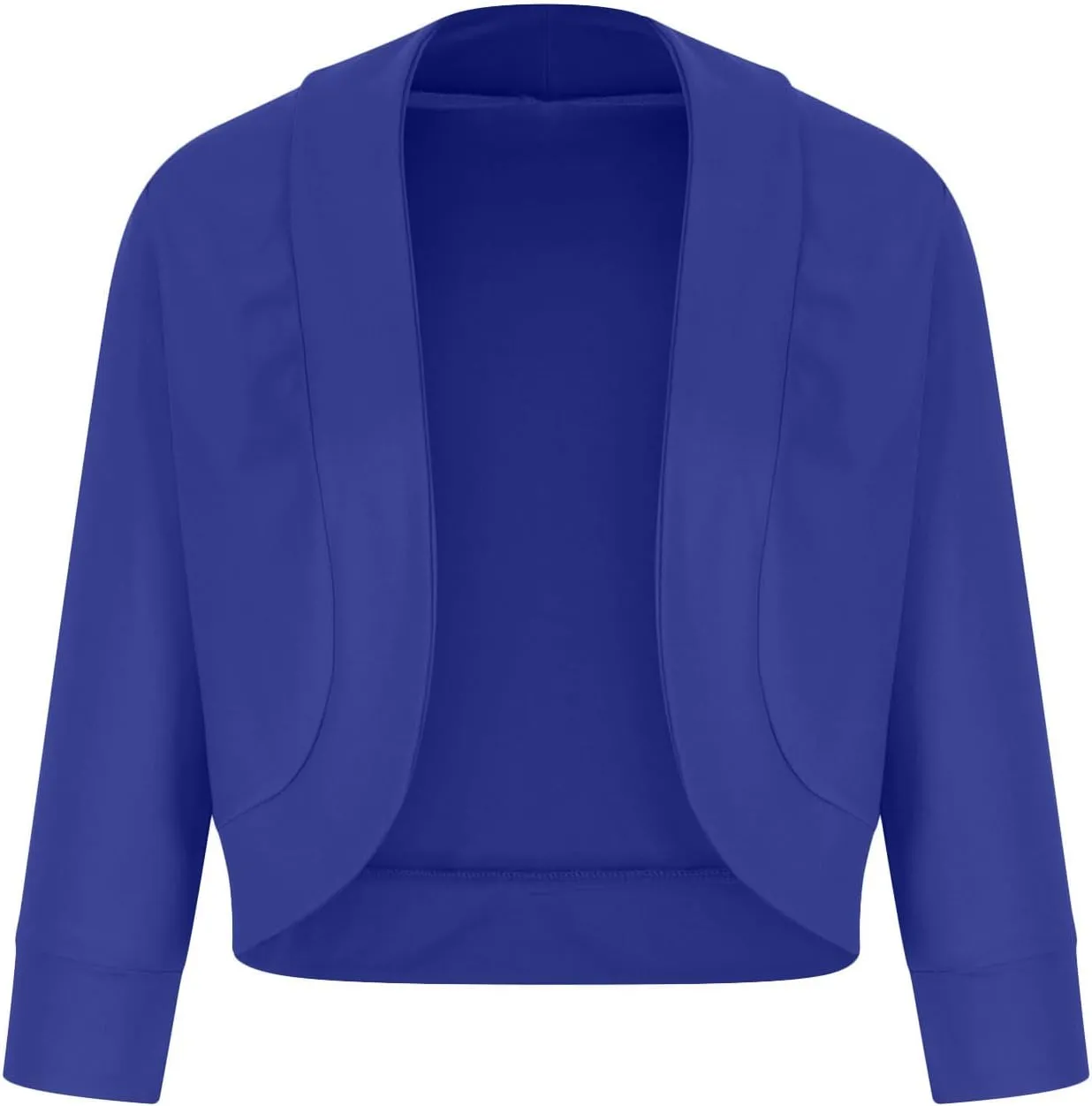 Womens 3/4 Sleeve Blazers Casual Open Front Cardigan Jackets Lightweight Collarless Cropped Work Office Blazer