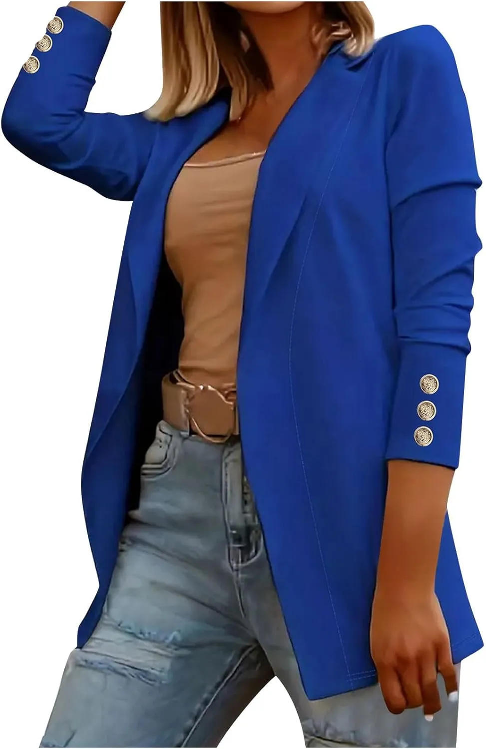 Womens Blazer Open Front Cardigan Work Suit Lapel Collar Work Office Jackets Blazer Business Office Attire