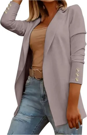 Womens Blazer Open Front Cardigan Work Suit Lapel Collar Work Office Jackets Blazer Business Office Attire