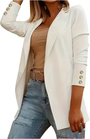 Womens Blazer Open Front Cardigan Work Suit Lapel Collar Work Office Jackets Blazer Business Office Attire