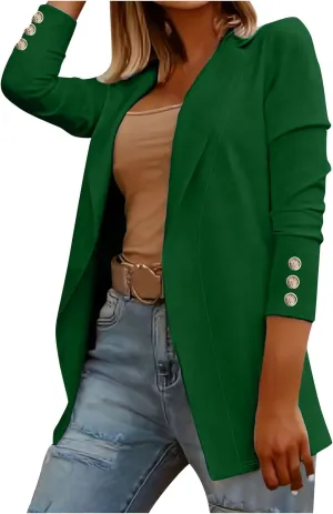 Womens Blazer Open Front Cardigan Work Suit Lapel Collar Work Office Jackets Blazer Business Office Attire