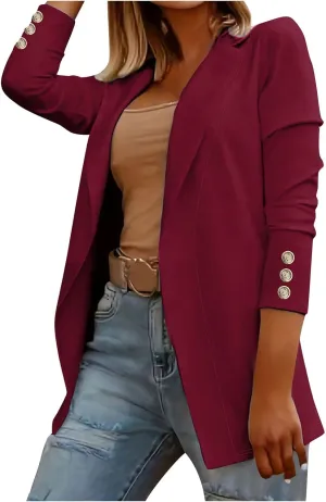 Womens Blazer Open Front Cardigan Work Suit Lapel Collar Work Office Jackets Blazer Business Office Attire