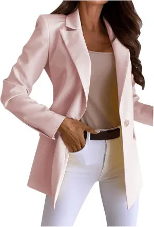 Women's Blazers & Suit Jackets Long Sleeve Open Front Solid Color Blazer Jacket Lightweight Work Office Suit