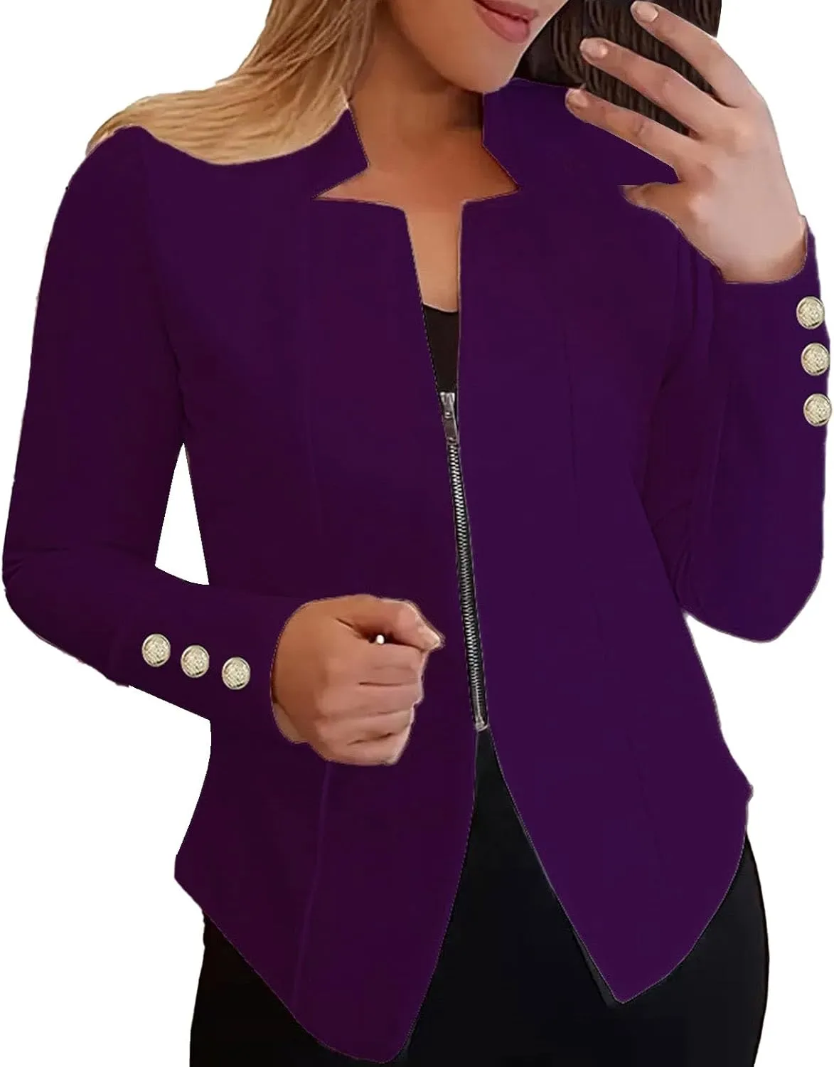 Womens Blazers Dressy Casual 2025 Open Front Solid Color Blazer Jacket Lightweight Work Office Clothes
