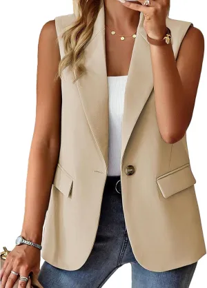 Womens Blazers for Work Casual Business Dressy Blazers Open Front Single Button Summer Jacket Fashion Suit Jacket