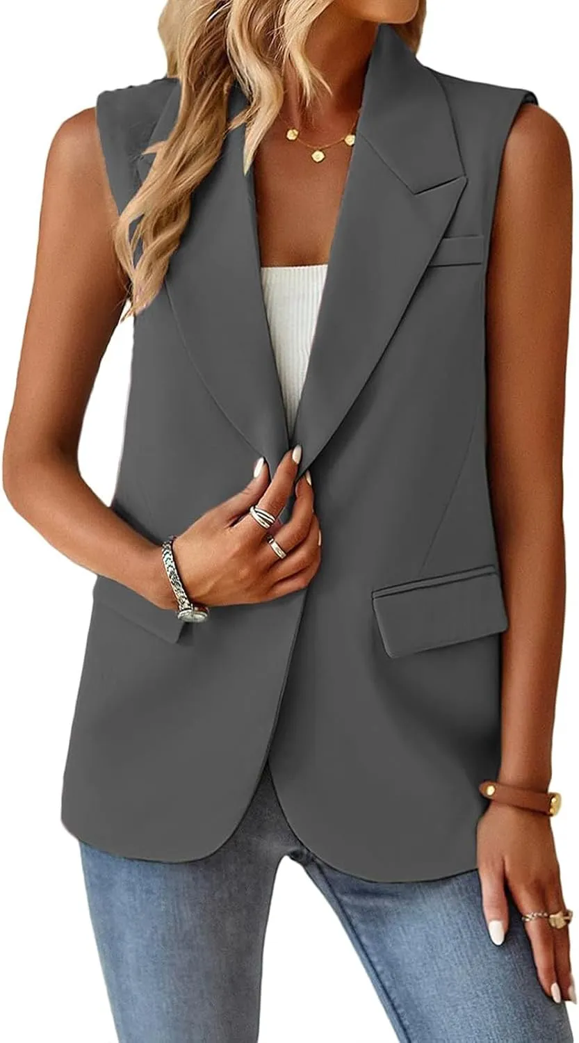 Womens Blazers for Work Casual Business Dressy Blazers Open Front Single Button Summer Jacket Fashion Suit Jacket